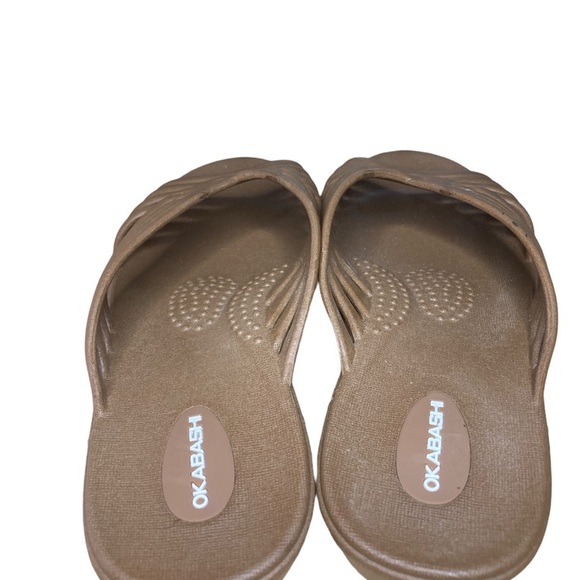 Okabashi Venice Jelly Slides Woven Straps Sz L Chocolate Brown Made in USA - Picture 3 of 8